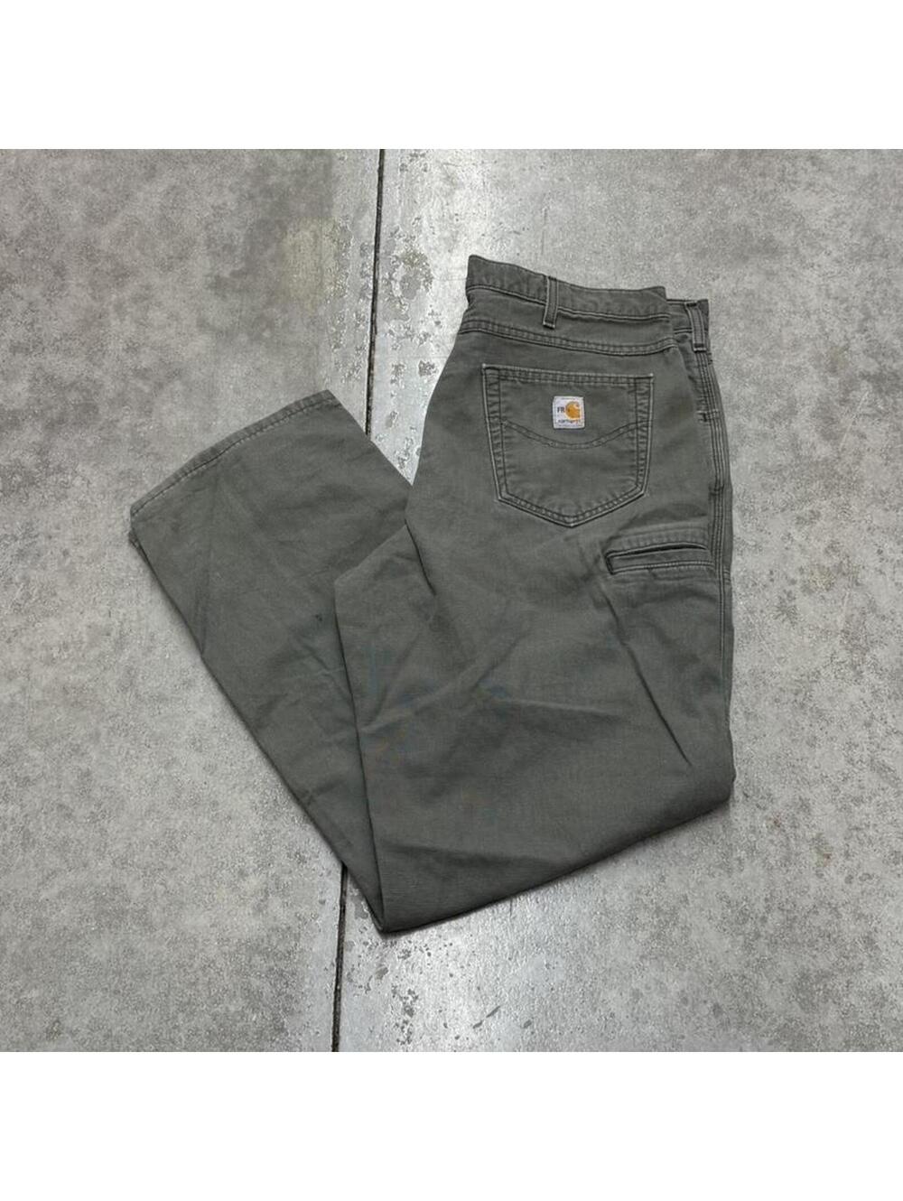 vintage carhartt olive green relaxed baggy fit cargo pants size 38 x 32